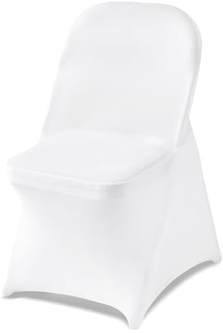 VEVOR Stuhlhussen Stretchstolkläder 150 st, tvättbara och avtagbara stolkläder i polyester-spandex för bröllop, middagar och banketter. Passar för hopfällbara stolar (45 x 46 x 77 cm) i vitt.