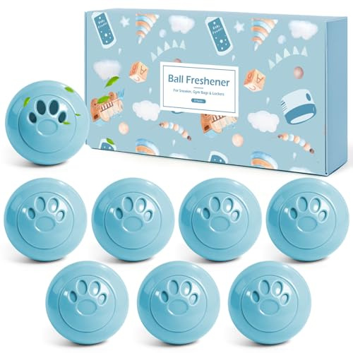 Scent-Hi Balles Désodorisantes, Deodorant Chaussures Anti, 8 Boules, pour des Chaussures, des Casiers, des Sacs de Sport, Verrouillage/Ouverture par Torsion -Parfum Poudre pour bébé
