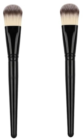 Cabilock Set 2 Pennelli per Maschera Viso in Nylon Nero Manico in Plastica, Stabili per Applicazione Precisa di Maschere Fai-Da-Te, per Impiego Personale e Regali