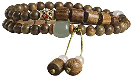 Bracciale in Legno di Sandalo Verde Naturale Perline di Preghiera Perline Mala Buddista Collana Braccialetto in Legno per Lo Yoga