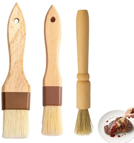3-Piece Cooking Brush Set, Durable Pastry Brushes for Baking, Basting Brush and Oil Brush for Cooking, Ideal for Glazing, Marinating and Applying Sauces