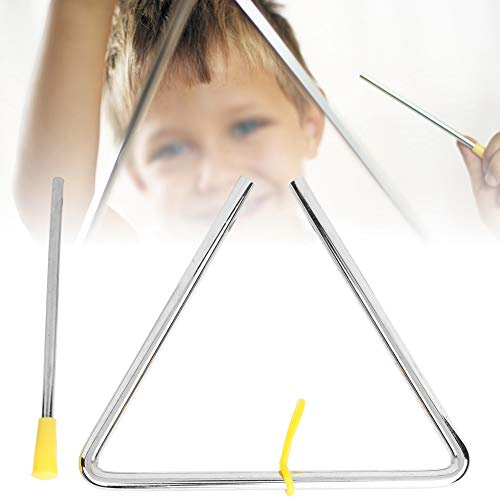 Generic 6in Musical Instrument Steel Triangle with Yellow Hanger, Excellent Sound Quality for Early Childhood Music Education