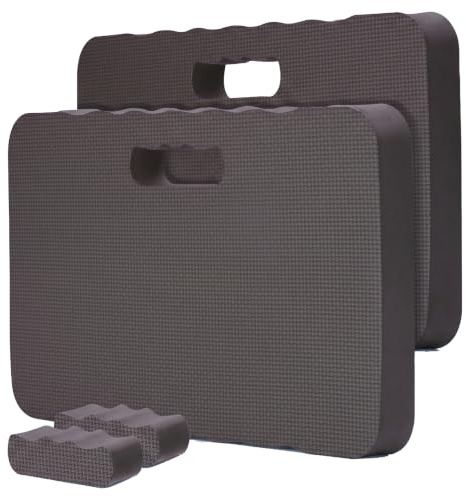 Relaxdays Set de Almohadillas para Rodillas, 2 Unidades, jardín, Negro | Taller, yoga, espuma EVA, asas, 4x46x28 cm