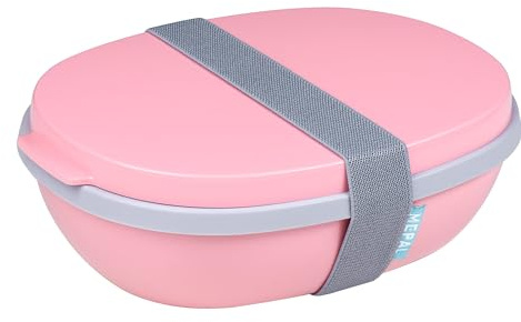 Mepal - Lunchbox Ellipse Duo - Meal Prep Box für Erwachsene & Salatbox zum Mitnehmen - Brotdose für ein gesundes Mittagessen - Ideal für Sandwiches & Salate - 825 ml + 600 ml - Nordic Pink