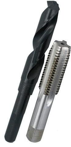 Drill America POU Ensemble de tarauds et perceuses 7/8 en acier rapide 7/8-9 et foret à tige en acier rapide 49/64 1/2 dans un boîtier en plastique