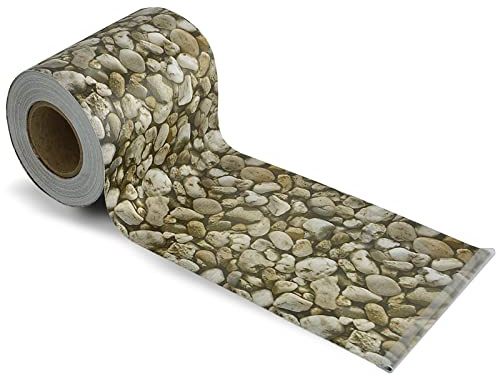 Sichtschutzstreifen PVC | Sichtschutzfolie Gartenzaun oder Balkon | inkl. 20 Befestigungsclips | für Einzel- und Doppelstabmatten geeignet | 19 cm x 35 m | einfarbig oder mit Motiv| Kies-Optik