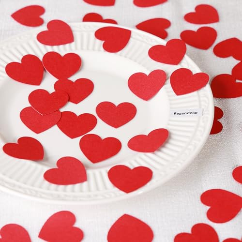1 Zoll 100 Stück Papier Konfetti Herz Hochzeit Geburtstagsfeier Deko Valentinstag Hochzeit Party Tisch Dekorationen(Rot)