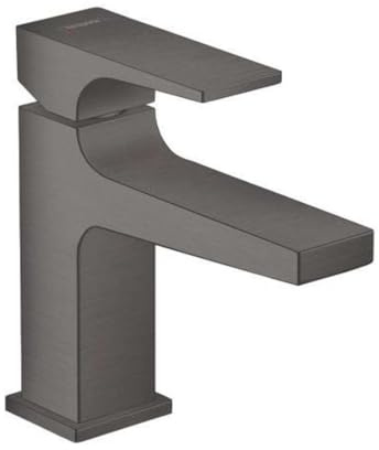 hansgrohe Wasserhahn Metropol, wassersparende Armatur mit langem Auslauf 127mm und Höhe 100mm mit Push-Open Ablaufgarnitur, Brushed Black Chrome