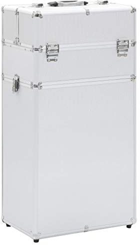vidaXL Kosmetikkoffer Schminkkoffer Beauty Organizer Case Friseurkoffer Multikoffer Beautycase Makeup Koffer Trolley Aluminium Silbern