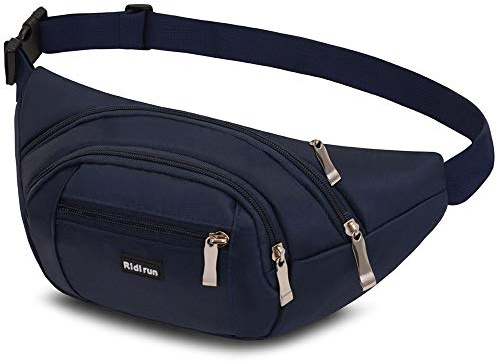 Bananväska för män och kvinnor säkerhetsstad för resor eller utomhus sport midjepaket pack för dagligt liv eller vandring, Mörkblå, L