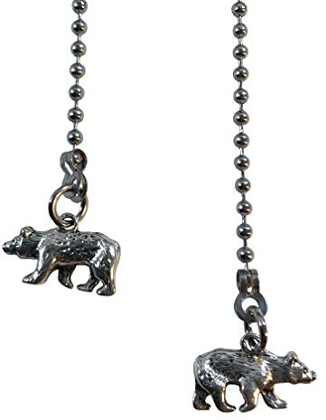 2 Matching Pewter Bear Fan Light Pull Chain Replacement Set Silver Tone 3.2mm