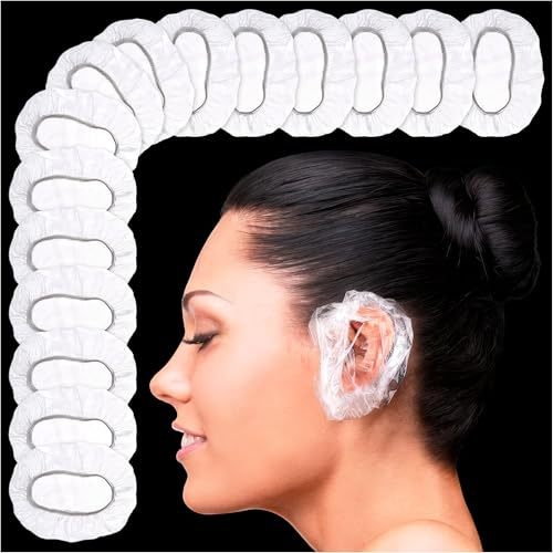 200 Pcs Ear Shower Caps Disposable, Stretch Up From 1.97 To 4.6 - Lightweight & Disposable Ear Covers for Shower to Protect Ears from Water Splashes - Suitable During Showers, Baths & Hair Coloring