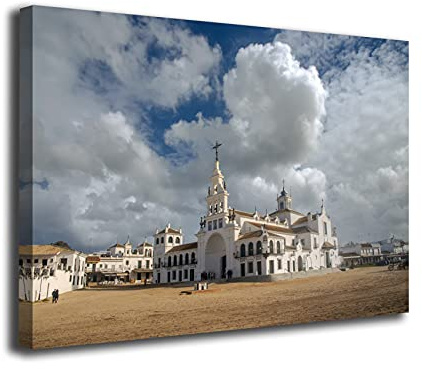Desconocido Cuadro Lienzo Canvas Ermita Virgen del Rocio Huelva Blanca Paloma Andalucia España – Varias Medidas - Lienzo de Tela Bastidor Madera de 3 cm - Impresion Alta resolucion (50, 33)
