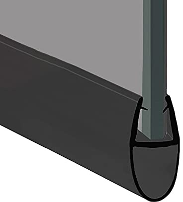 Shower or Bath Screen Door Seal | Fits 4, 5 or 6mm Glass | Round Bubble Shape Seals Gaps of Up to 12mm | 80cm, 90cm, 140cm, 2m or 2.6m Long | SEAL003 (200cm, Black)