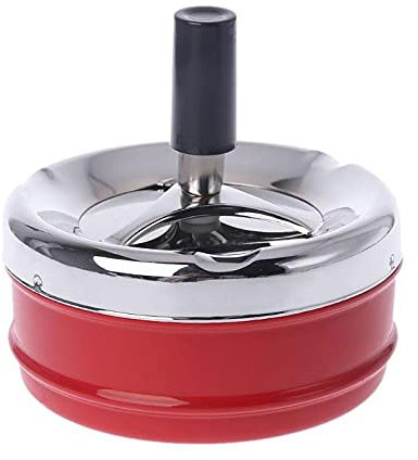 Aschenbecher Windaschenbecher Achenbecher Ornamente Tragbarer, Spinnender Aschenbecher Mit Druckdrehendem Deckel Praktischer Zigarettenasche-Kollektor-Rot