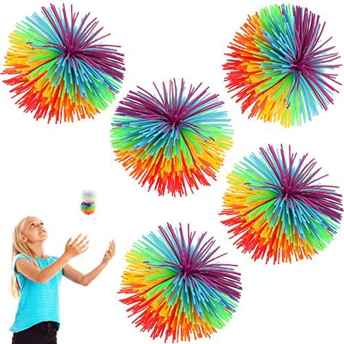 XiXiRan 5 st sensorisk fidget trådbollar för irritabilitet, dekompressionsterapi sensoriska leksaker, flerfärgad silikonboll, stringy figet-boll, anti-stress boll barnleksaker