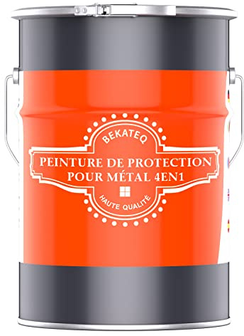 BEKATEQ LS-570 Peinture Métal 4-en-1 - Peinture Fer et Acier 10L Noir Foncé - Apprêt + Antirouille + Couche Intermédiaire + Finition - Pour Toiture, Fenêtres, Portes, Clôtures
