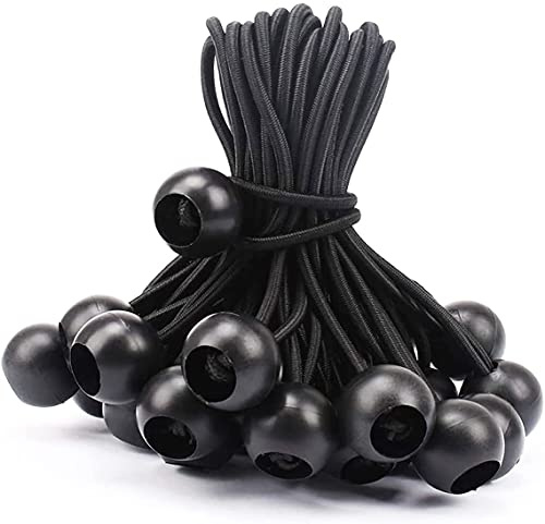 30 Pcs 11 Inches Ball Bungee Cords, Black Heavy Duty Heavyweight Tarp Black Ball Bungee, 4mm Thickness Weather Resistant Tie Down Strap, Suitable for Camping, Securing Tents, Fixing Cables and Hoses