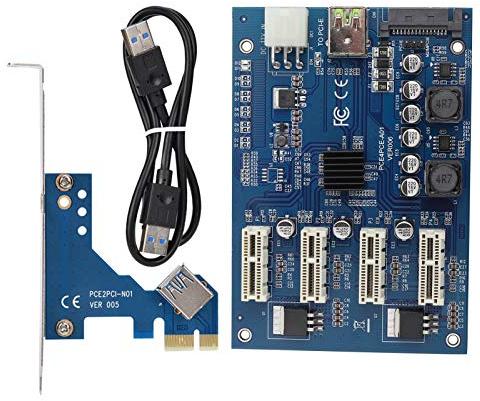 Annadue PCIe Splitter, 1 Bis 4 Riser Card USB3.0 Konverter Extender zu PCI Adapter Card Expansion Kit für Windows