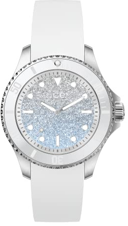 Ice-Watch - ICE steel Lo white blue - Silbergraue Damenuhr mit Silikonarmband - 020370 (Small)