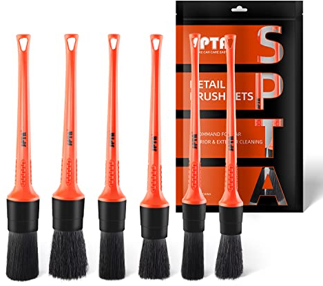 SPTA Spazzola per cerchioni, 6 pezzi Juego de cepillos para detalles de automóviles pelo suave Kit de cepillos para detalles automáticos de varios tamaños