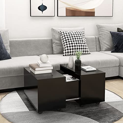 Yolola Quadratischer Wohnzimmertisch Schwarz 60x60x38 cm Modern Holzwerkstoff
