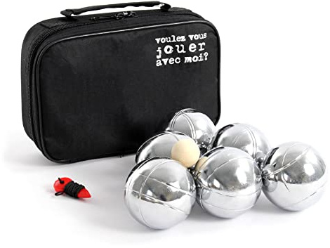 Toboli Juego de Petanca de 6 Bolas de Metal con Bola Objetivo o boliche más un medidor de Distancia, Juego de Bolas