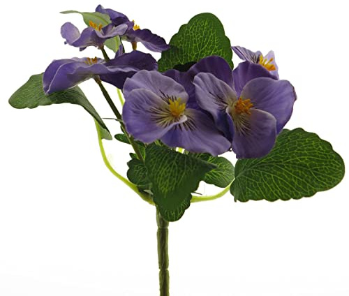 artplants.de Deko Blume Stiefmütterchen FANGMU auf Steckstab, lila, 20 cm - Mini Kunstblumen