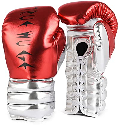 Boxhandschuhe, Trainingshandschuhe für Damen und Herren, Kinder, Anfänger, Leder, Erwachsene, Kampfhandschuhe, atmungsaktiv, Handgelenkschutz, blau, 237 g (rot, 340 g)