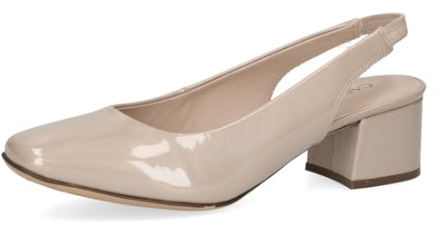 CAPRICE Escarpins Slingback Femme en Cuir Verni, Beige (Beige Patent), 39 EU