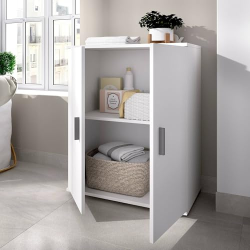 Dmora - Mehrzweckgarderobe Serles, Mehrzweck-Schuhregalschrank, Schrank mit 2 Türen, 61x35h80 cm, Weiß