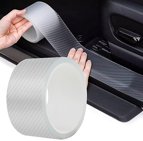Auto Einstiegsleisten Aufkleber, Universal Selbstklebend Auto Schutzfolie, Kohlefaser Autofolie Lackschutzfolie für Autotürschutz/Einstiegsleistenschutz/Stoßstangenschutz (Transparent 5 cm x 10 m)