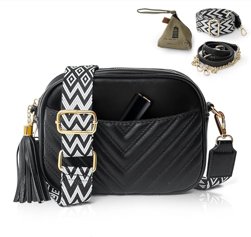 Wuciray Bolso Mujer Bolso Bandolera Mujer Negro Bolsos de Mujer Pequeño Malas Senhora Cuero PU con Correa Ancha Crossbody Bag