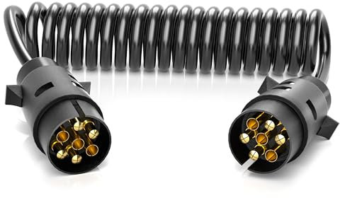 XoiesLAuto 2.5M 7Pin Trailer Extension Cable with Trailer Adapter Plug Connector(Male to Male) 7 Core Trailer Extension Cable Lead Towing Adapter Cable Connector for Towing Caravan Truck