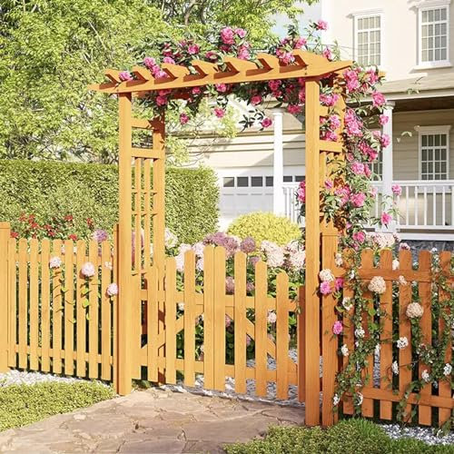 Gartenbogen, Gartenlaube mit Spalier mit Kletterpflanzen, Ranken, Hochzeitszeremonie, Party-Dekoration, Bogen für den Außenbereich, Hinterhof, Rasen, Hof, Terrasse (Color : Wood Color Color)