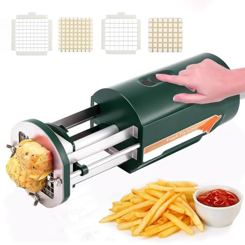 YHUEGH Electric Potato Chip Cutter French Fry Cutter, Commercial Potato Slicer Stainless Steel Vegetable Cutter with 1/2 & 3/8 Inch Blade, for Household Kitchen Restaurant