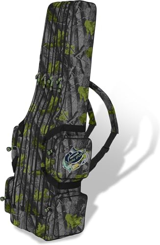 Rutentasche Angelrutentasche Rutenfutteral Aufbewahrungstasche 125 cm / 150 cm / 160 cm / 170 cm / 190 cm - wasserabweisende Angeltasche Angelrucksack Farbe Fog-Autumn-Camo 4 Innenfächer Größe 160 cm