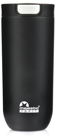 Majestic Sport Bullet Thermobecher 540 ml, Kaffeebecher to go 100% Auslaufsicher, Hält mind. 6 h warm, BPA-Frei - Schlanker Edelstahl coffee to go becher, Schwartz.