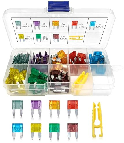 NOTISH 80 PCS Fuses Kit, Mini Size, Car Fuse Assortment, 8 Kinds of Most Mini Standard Fuse, Fit for Marine, Auto, Boat Replacement Fuses Accessories