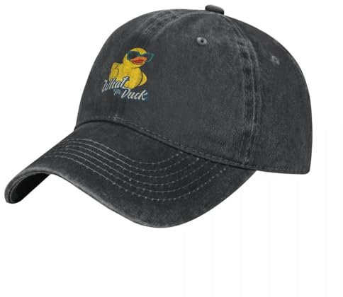 ROBEIUO Gewaschene Baumwolle Cowboy-Baseballkappe What The Duck Niedlicher gelber Entlein-Cowboyhut Sonnenschutz Anime-Hut Trucker Cap Trucker Hüte für Männer Frauen