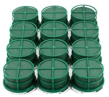 Nass Steckschaum Rund 5x4cm mit selbstklebendem Klebepad 12 Stück - für Profi Floristen & Hobby Bastler - Frischblumen Steckschwamm Klein - Blumen Steckmasse - Floristik Zubehör & Floristikbedarf Grün