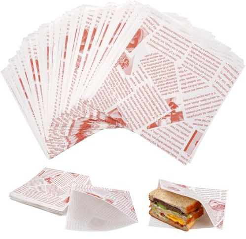 WhizNook 200 sacchetti per hamburger, resistenti all'olio e all'acqua, adatti al microonde, usa e getta, quadrati, 15x15 cm, patatine fritte, hamburger, panini