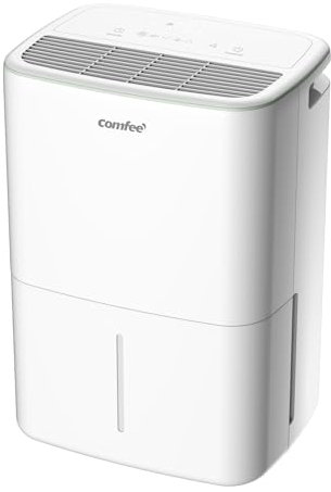 COMFEE' Aqua Dry 10L/DAY Dehumidifier for Home with Larger 2.5L Water Tank, Low Noise Level, Drain Hose, and Continuous Drainage, Ideal for Bedroom, Bathroom, Laundry Drying, Attic, basement, Office