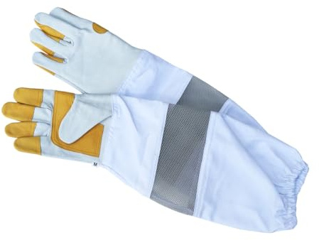 Imkerhandschuhe mit Atmungsnetz Handschuhe für Bienen Imkerei Insekten S M L XL XXL, M (8)