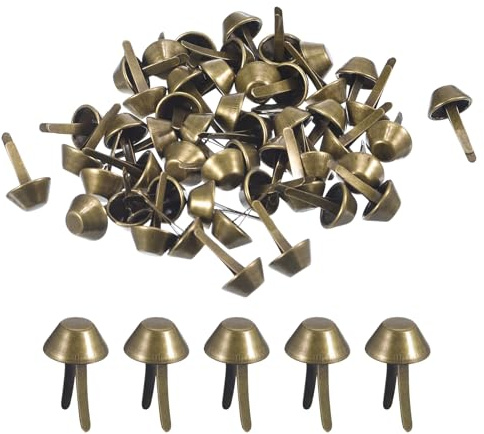 QUARKZMAN 50 Stück Taschenfüße Stud Spike Nieten für Leder, 10mm Bodennägel für Taschen Taschenkegelstollen Flache Metallspitzen Nietköpfe Ledernieten für Handtasche Kleidung, Bronze