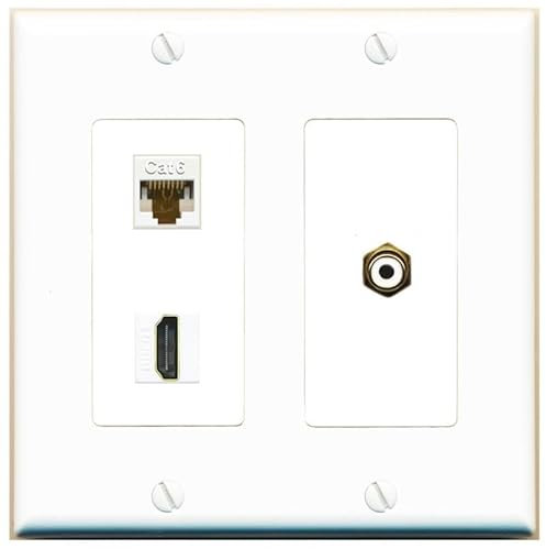 RiteAV Placa de pared de 2 puertos CAT6 HDMI RCA - Acoplador hembra hembra - blanco [blanco]
