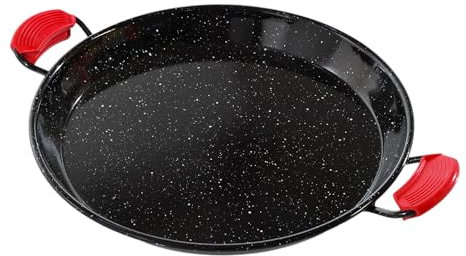 Camp&Fire Enamelled Carbon Steel Paella Pan - 38cm (15inch) Non-Stick, Rust-Free Traditional Spanish Pan for Rice, Seafood & Outdoor Cooking - Includes Silicone Hot Handle Holders.