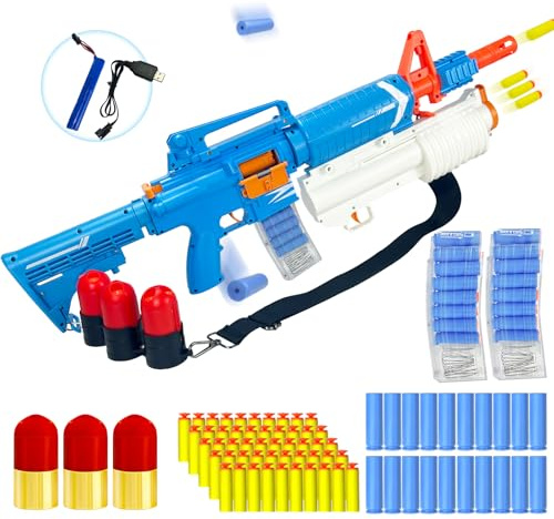 Spielzeugpistole, Spielzeug Waffen, Elektrische Pistole, M16 Toy Gun - Blue | Granate und 2 Modi Elektrischer/Manueller, Blaster Pistolen, M16 Electric Blaster Gun, Spielzeug für Erwachsene und Kinder