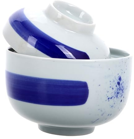 BRIGHTFUFU Bol de Soupe en Céramique Japonaise avec Couvercle, Bol à Ramen Traditionnel, Confortable à Tenir et Rétention de Chaleur, pour Usage Quotidien et Cuisson la Vapeur
