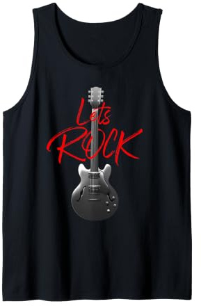 Rock N Roll LETS ROCK Vintage Gitarre Retro Herren Damen Tank Top